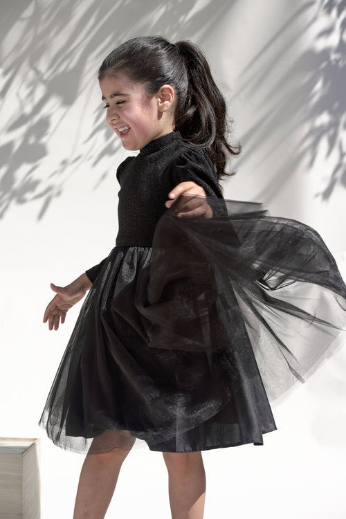 Svart klänning med tyll för barn - Speciella tillfällen